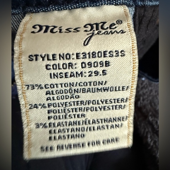 Miss Me Indigo Jeans with Metallic Details Easy Skinny size 29 - Picture 9 of 9